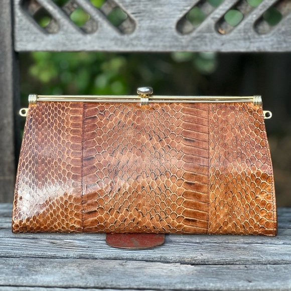 VINTAGE Brown snake clutch/bag - Picture 3 of 12
